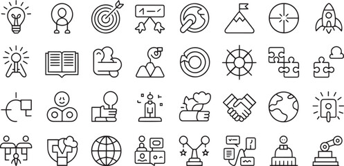 Collection of hand drawn flat design icons isolated on transparent background © md
