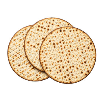 Three matzah crackers on transparent background