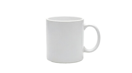 Serene ceramic drinking vessel, a classic and clean white mug, waits empty and pristine in a bright, minimalist studio environment