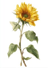Fototapeta premium Vibrant sunflower botanical illustration.