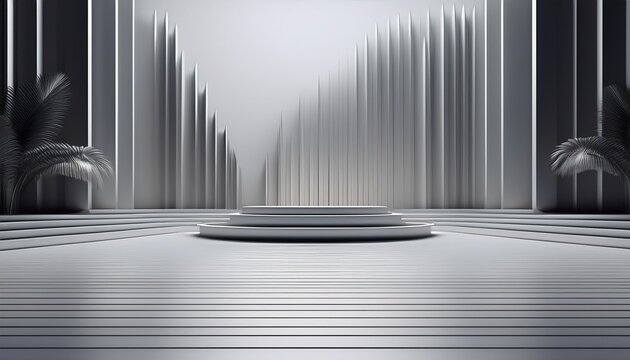abstract luxury background minimalistic silver architectural background and podium modern design for poster cover branding product showcase ai generated