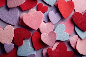 Obraz premium Pastel pink background holds scattered hearts