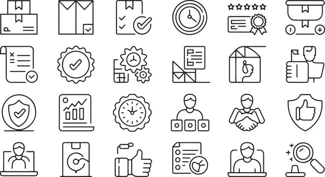 Collection of hand drawn flat design icons isolated on transparent background