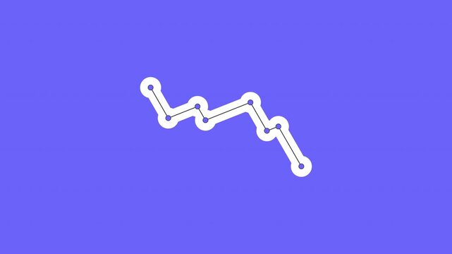 Abstract node connection zigzag line digital sticker animation. Analytics graph. Constellation. Isolated animated icon with transparent background. Applying die-cut design. 4K video overlay element