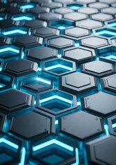 Obraz premium Futuristic Hexagonal Grid With Glowing Blue Lights