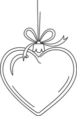 Fototapeta premium Heart shaped ornament with a bow hanging on a string