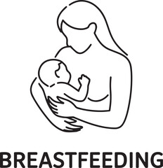 Fototapeta premium Hand drawn breastfeeding mother and baby illustration isolated on transparent background