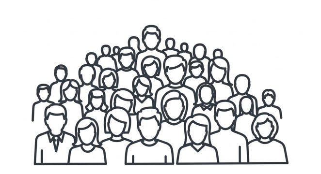 Illustration of a large diverse group of people standing together.