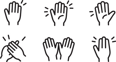 Hand drawn vector illustrations of various hand gestures isolated on transparent background