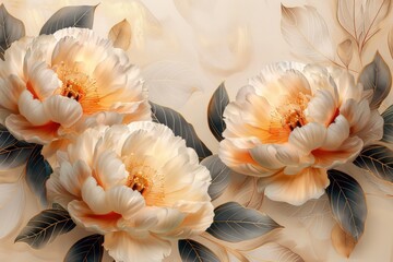 Fototapeta na wymiar Elegant botanical flower illustration collection with roses peonies vintage engravings floral patterns and decorative designs Generative AI