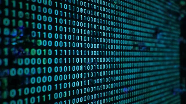 Green binary code abstract technology background with data numbers concept.