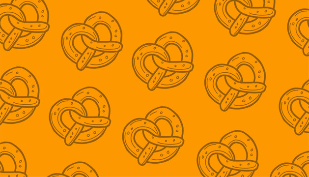 doodle pretzel pattern. doodle bread slice pattern background. loaf bakery pattern. Minimal Doodle Vector Texture pretzel pattern