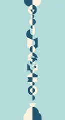 Abstract geometric pattern light blue background cream and dark blue