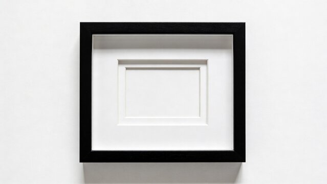 a minimalist, square picture frame with a sleek black border. The frame is centered against a plain white background,