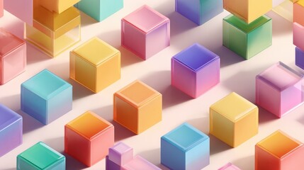Obraz premium Colorful isometric cubes collage with soft shadows and glossy facets