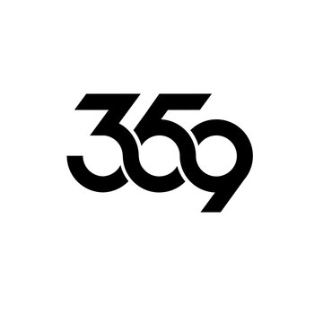 Abstract Modern 359 Number Logo Design in Black and White