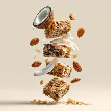 Granola bars with coconut and almonds