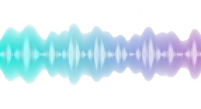 Turquoise And Purple Sound Wave On White Background