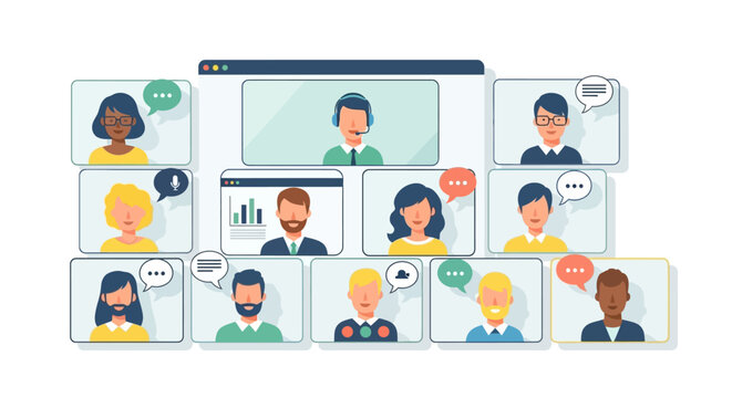 Video Conference Call with Multiple Participants.