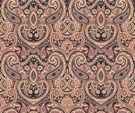 additional Indian Paisley seamless pattern on dark garY background