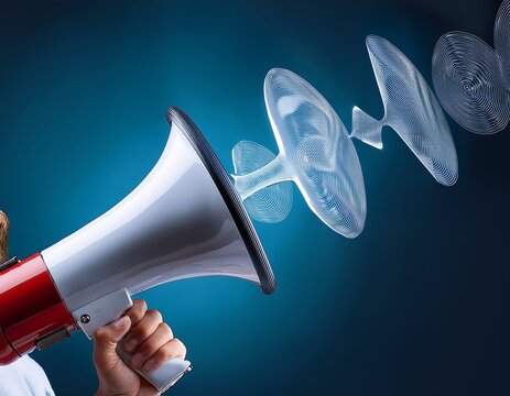 megaphone amplifying sound waves communicating important news information promotion and marketing messages