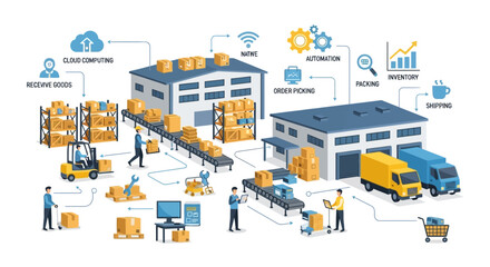 Fototapeta premium Warehouse Management System with Logistics Operations.