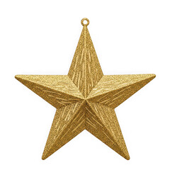 Fototapeta premium A shiny gold-colored star-shaped ornament hanging from a loop at the top