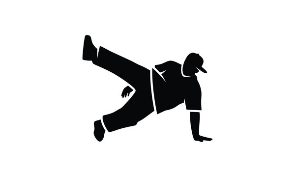 Breakdance dancer silhouette performing power move bboy hip hop style