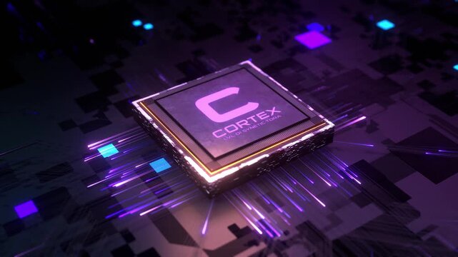 未来の高度な技術と革新を象徴する回路基板上のマイクロチップ