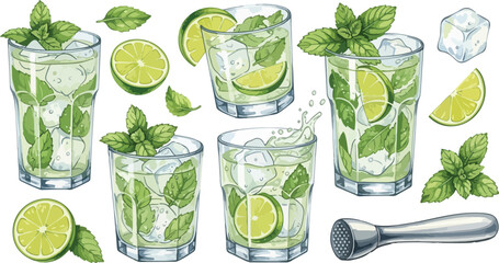 Refreshing Mojito Illustration Set © NEDI