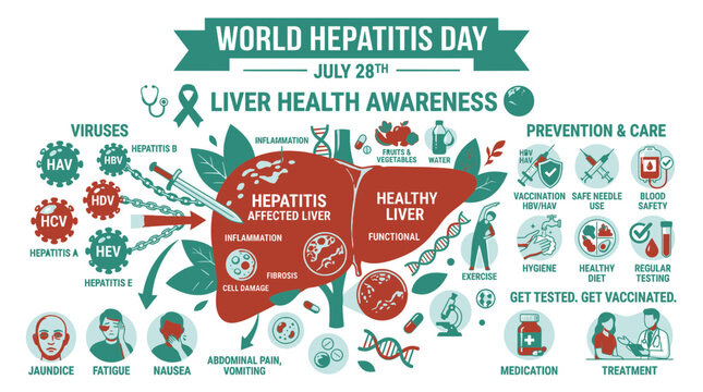 World Hepatitis Day - Liver Health Awareness Poster vector illustration