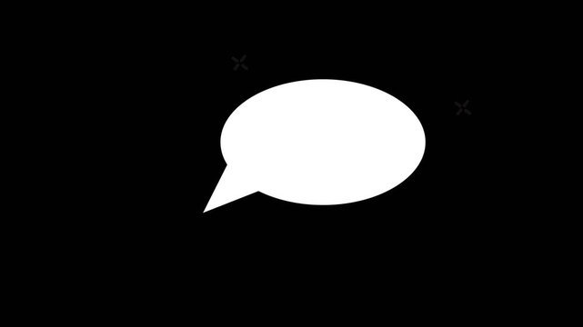 Thinking cartoon cloud Rounded white speech bubble icon on black background. Clean communication symbol ideal for chat apps, messaging interfaces, social media, and UI design elements.