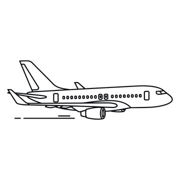 Black and white line of a airplane line black and white aircraft transportation