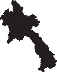 Fototapeta premium Silhouette map of Laos a simple black vector outline for travel and geography concepts isolated on a white background