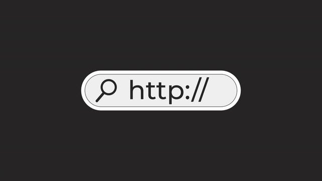 Web search bar url digital sticker animation. Browser magnifying glass http. Internet navigation. Isolated animated icon with transparent background. Applying die-cut design. 4K video overlay element