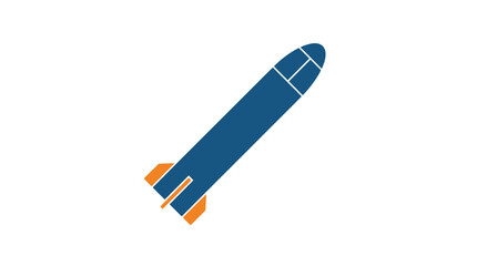 Blue Rocket Ship Illustration with Orange Fins. © Mardiyo