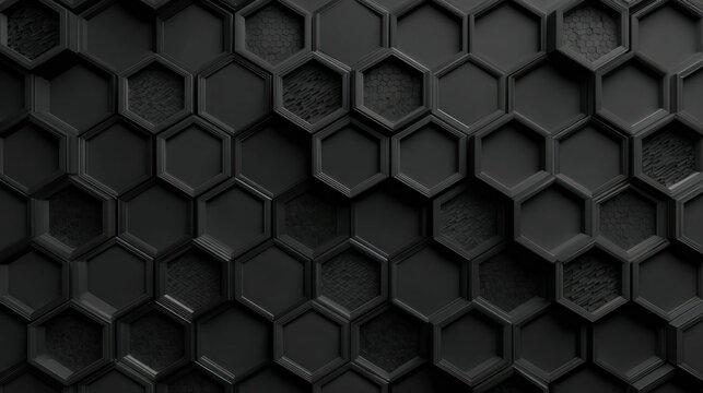 Black hexagon pattern black geometric honeycomb.