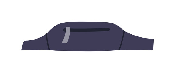 Waist hip bag on belt. Travel carry accessory, hands-free unisex small pouch, pocket with zipper in casual modern style. Flat vector illustration isolated on white background