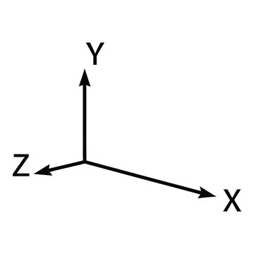 Three dimensional coordinate system with x y z axes  graph  chart icon