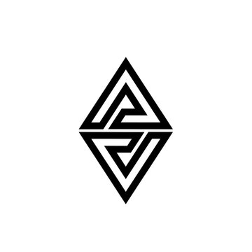 Abstract Geometric Logo Design with Interlocking Black Triangles Forming a Diamond Shape