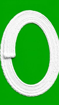 Thick white paint stroke forming the letter C on a green background