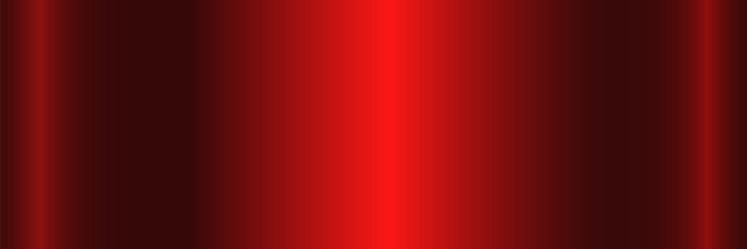 Red metallic gradient. Metallic polished glossy abstract background. The texture of the smooth foil, metal surface. Vector EPS 10.