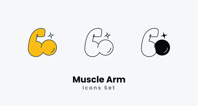 Muscle Arm icons vector set stock illustration