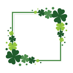 Green Shamrock Square Frame Border Illustration Isolated on White Background