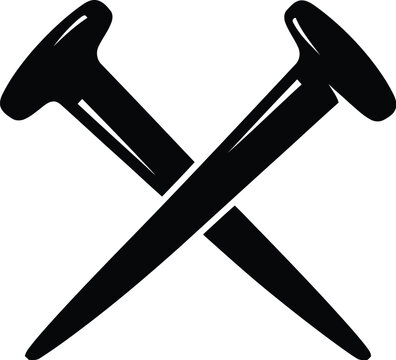 Two black nails crossed over each other