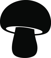 A black silhouette of a mushroom on a white background © Jannatul