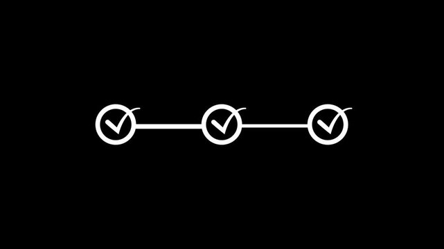 Check mark symbol arrow icon animation isolated background .animated 3 step infographic process with green check mark.4k animation video.