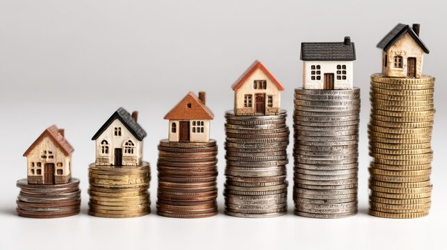 Increasing interest rates, mutual funds, long-term investment for retirement and dividends, provision of financial services, isolated with clipping path on white background, white backgrounded.
