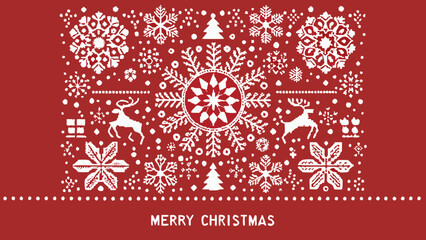 Festive christmas pattern with snowflakes reindeer and holiday greetings © Etika
