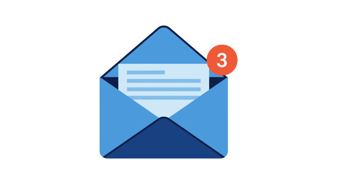 Blue Envelope with Letter and Notification.